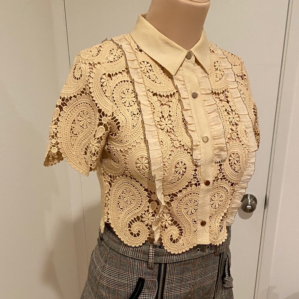 Self-Portrait Lace Paisley Crop Top